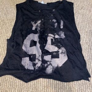 Black lace up crop top